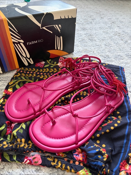 FARM Rio Shoes - FARM Rio Pink Lace-Up Gladiator Sandals